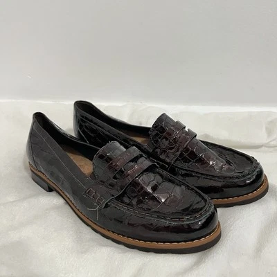 Walking Cradles Winnie 2 Patent Leather Loafers Size 12 WW Brown Crocodile Shoe - Image 1 of 4