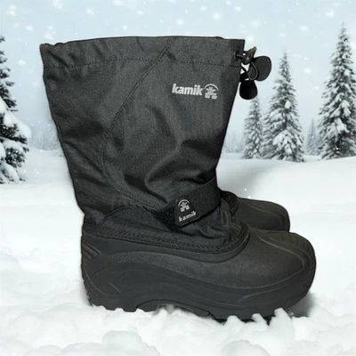 Botas de nieve Kamik Snowcloud 3 juveniles talla 7 negras impermeables aisladas nuevas sin caja Foto 1 de 4