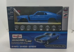 Blau 1970 Ford Mustang Boss 302 Druckguss Metall Auto Modellbausatz Maisto Fließband - Bild 1 von 6