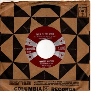 Johnny Mathis:Wild is the wind/No love (but your love):US Columbia:1957 - Picture 1 of 2
