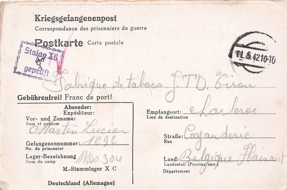 688824) Kriegsgefangenenlagerpostkarte Stalag XIB Fallingbostel  - Bild 1 von 1