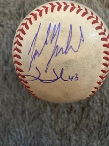 NICK MARKAKIS,JIM JOHNSON,CHRIS DAVIS Duel Signed Autograph BP Baseball ORIOLES - Picture 1 of 3