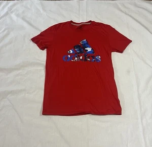 Adidas Herren rotes Adidas "Performance Tee" mit grafischem Logo. Größe- Medium. EUC - Bild 1 von 6