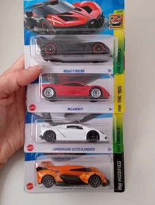 Hot Wheels McLaren Solus GT, Lamborghini Sesto Elemento, McLaren F1 & Bugatti - Picture 1 of 24