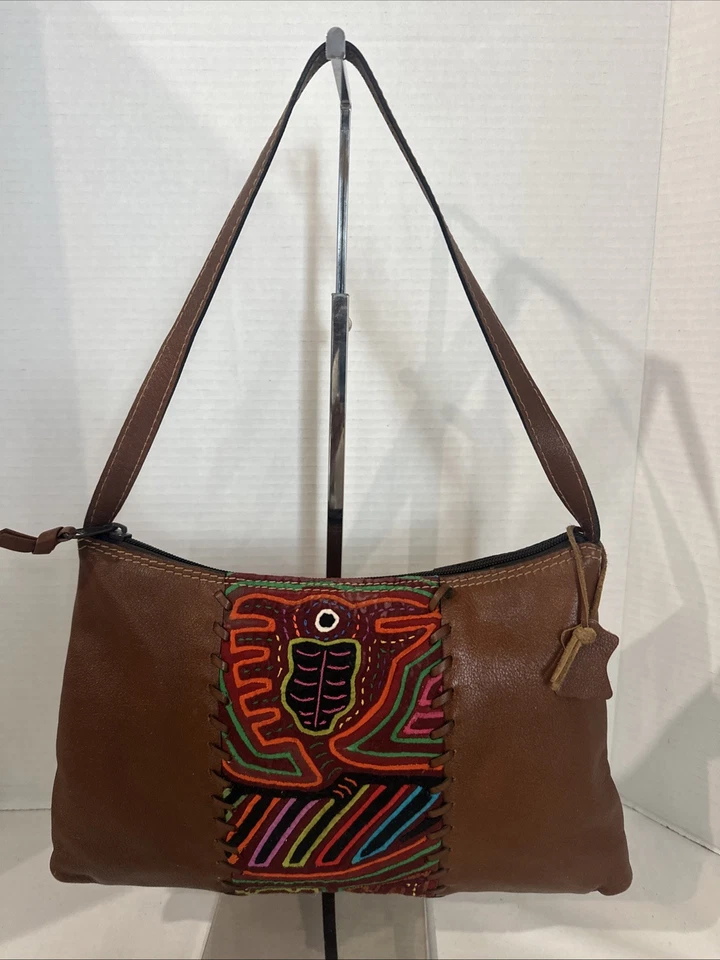 Boots N Bags Small Colombian Leather Embroidered Brown Shoulder Bag - Image 1 of 4