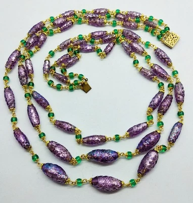 Alte Halskette 3-reihig aus Murano Glas Vintage Antik Schmuck Glas Halskette - Bild 1 von 4