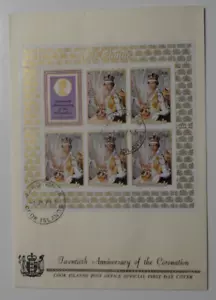 STAMPMART : COOK ISLANDS 1973 20th ANNIVERSARY OF THE CORONATION S/SHEET FDC - Picture 1 of 2