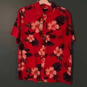 Camicia MARGARITAVILLE Rayon manica corta palma hawaiana taglia media nuova con etichetta - Foto 1 di 7