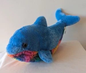 Sea World Dolphin Tie Dye 17" Plush Stuffed Animal Toy  Multi-Colored Shimmery - Picture 1 of 7