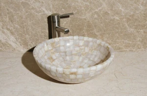 Onyx Mosaic Vessel Sink 16.5 " x 6" tall White (S-16W-005) L-VMR-S-16W #5 - Picture 1 of 4