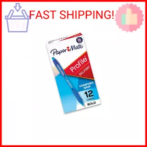 Paper Mate Profile Retractable Ballpoint Pens, Bold Point (1.4mm), Blue, 12 Coun - Picture 1 of 2