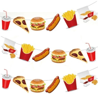 Take Away Fast-Food Mix Bunting Birthday Sports Events Party Decorations 12pcs - Image 1 of 4