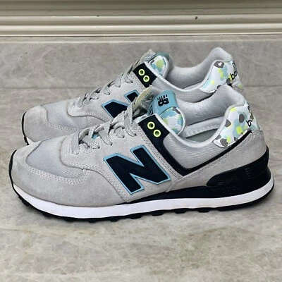 New Balance 574 Shoes Womens 7.5B 38 Rain Cloud Blue Camo Suede Running Sneakers - Image 1 of 4
