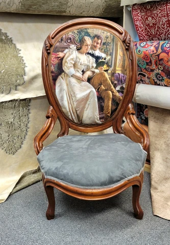 Antique victorian valnut  chair King and Queen set Upholstered 19 Century Cover
