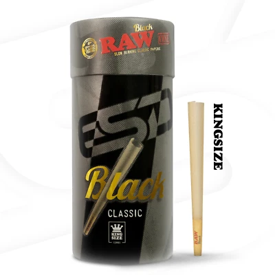 RAW Cones Classic Black King Size | 100 Pack | Natural Pre Rolled Rolling Paper - Image 1 of 4