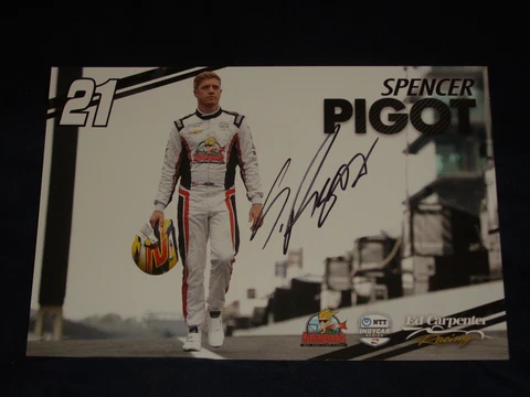 2019 SPENCER PIGOT "SIGNED" #21 AUTO GEEK NTT INDY CAR POSTCARD Cover
