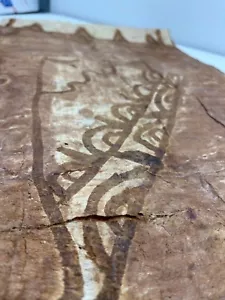 Tapa Cloth Vintage Handmade Siapo Kapa Ngatu Masa Bark Samoan Islands 34”x16” 26 - Picture 1 of 5