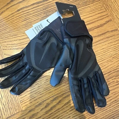 Nike Alpha Huarache Edge Batting Gloves Youth Medium- Black/Black - Image 1 of 4