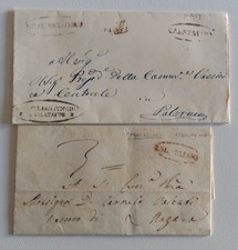 1859 SICILIA lotto 2 lettere CALATAFIMI-PALERMO+MAZARA a VESCOVO-£909