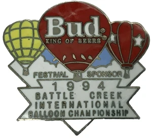 1994 Battle Creek International Balloon Championship Budweiser Hat Pin NEW - Picture 1 of 6