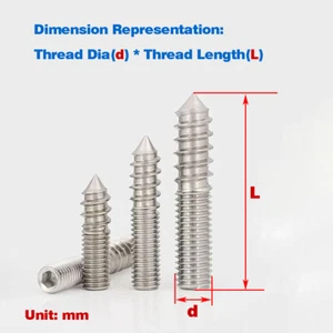 304 SS Hexagon Socket Double-Head Thread Tapping Screw/Headless Screw M4M5-M12 - Picture 1 of 7