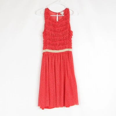 Vestido coral naranja beige lunares POSTMARK elástico línea A XS Foto 1 de 4