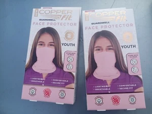 (2 Pack) Copper Fit Face Protector Neck Gaiter Pink Youth 8+ Face Cover - Picture 1 of 4
