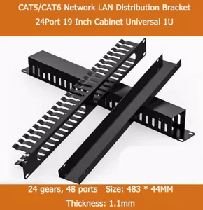 CAT5/CAT6 Network LAN Distribution Bracket 24Port 19 Inch Cabinet Universal 1U - Picture 1 of 7