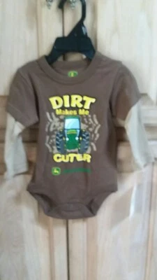 John Deere Niños 9/12 Meses Marrón/Bronceado Manga Corta Una Pieza La Suciedad Me Hace Más Lindo Foto 1 de 2