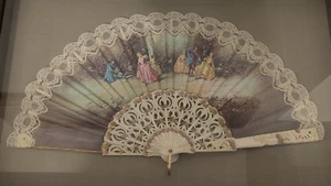 18th C Magnificent European painted FAN FRAMED Rare - Picture 1 of 5