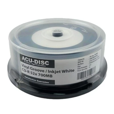 50 x ACU-DISC Black Bottom Pro Vinyl Blank Inkjet CD-R 52x 700MB 80Min Cake Box - Image 1 of 4