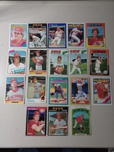 LOT 18 CINCINNATI REDS BASEBALL CARDS PETE ROSE LEE MAY SABO HOF PARKER CARROLL! - Picture 1 of 1