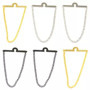 2 Stück Herren Schlicht Silber Gold Krawattenkette Hochzeit Party Krawatte Zubehör ZF012A - Bild 1 von 10