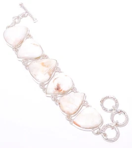 Orange Scolecite - India 925 Sterling Silver Ethnic Bracelet 7-7.99" B7670-1 - Picture 1 of 1