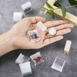 20pcs Clear Rectangle Mini Plastic Bead Storage Jewelry Box Containers 27x27mm - Picture 1 of 8