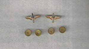 RARE STERLING WW2 US ARMY AIR CORPS OFFICER MATCHED PR LAPEL WINGS+FLAT CLUTCHS - Picture 1 of 2