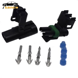 Weather Pack 2 Pin Sealed Connector Plug Kit For Universal 12015792 WPT-2 WPS-2 - Picture 1 of 12