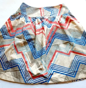Merona Damen Rock Hellbraun Blau A-Linie Midi Chevron Baumwolle Größe 6 Neu - Bild 1 von 9