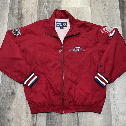 VTG Colorado Avalanche Pro Player 90s Red NHL Nylon Hockey Windbreaker Jacket Cover