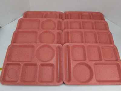Lot of 8 Carlisle Lunch Trays 6-Compartment Pink Speckle Confetti 10"x14" SKUY - Image 1 of 4