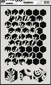 Carabelle Studio TE40001 Stencil - Waben Blume Zahnrad 17,5 x 28 cm Schablone - Bild 1 von 1