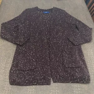 APT. 9 Open Front Cardigan Sweater XL Burgundy Knit Speckled Long Sleeve - Picture 1 of 5
