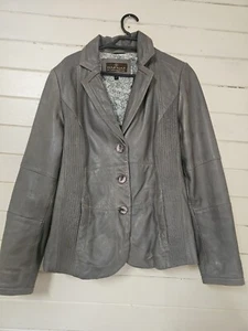 naf naf grey jacket medium Ladies Leather Vintage Size 36 - Picture 1 of 13
