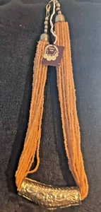 Orange Glass Beaded Necklace Made In India 20" Vintage Carol For Eva Graham - Picture 1 of 8