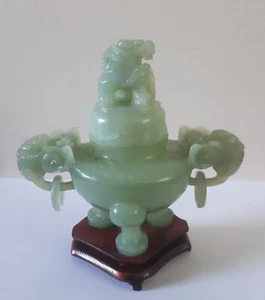 Chinese Jade Incense Burner Trifoot Foo Dog Elephants. Post Inc AUS - Picture 1 of 10
