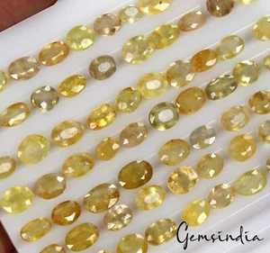 Natural Untreated 100 Ct Oval Cut Yellow Sapphire 68 Pcs Gemstone Certified Lot - Picture 1 of 11
