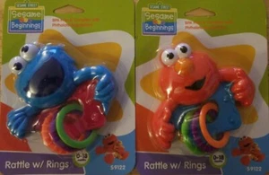   2 x Sesame Street Beginnings Cookie Monster Rattle w/Rings BPA Free - Picture 1 of 5