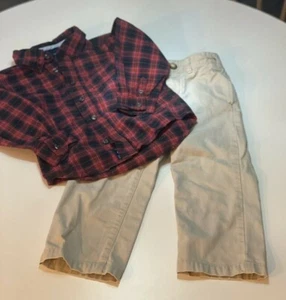 Baby Gap toddler 4 yrs boy button up shirt top pants bottom khaki Photo Party - Picture 1 of 12