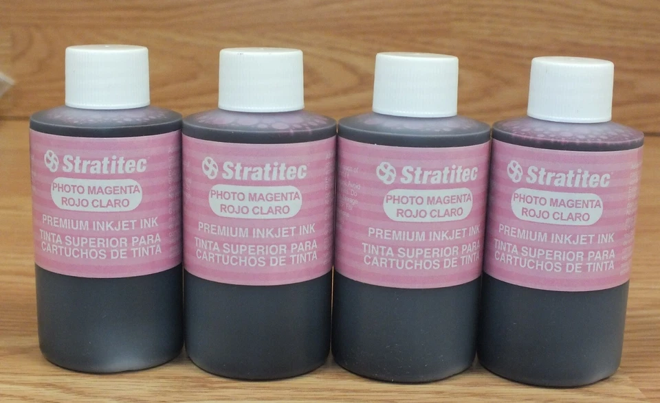 Lot of 4 Genuine Stratitec 85ml 2.8fl oz Photo Magenta Premium Inkjet Ink *READ* - Image 1 of 4