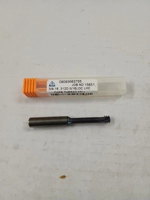 Carbide Thread Mill Carmex 3/8"-16 .312D 5/16 LOC LHC - Image 1 of 4
